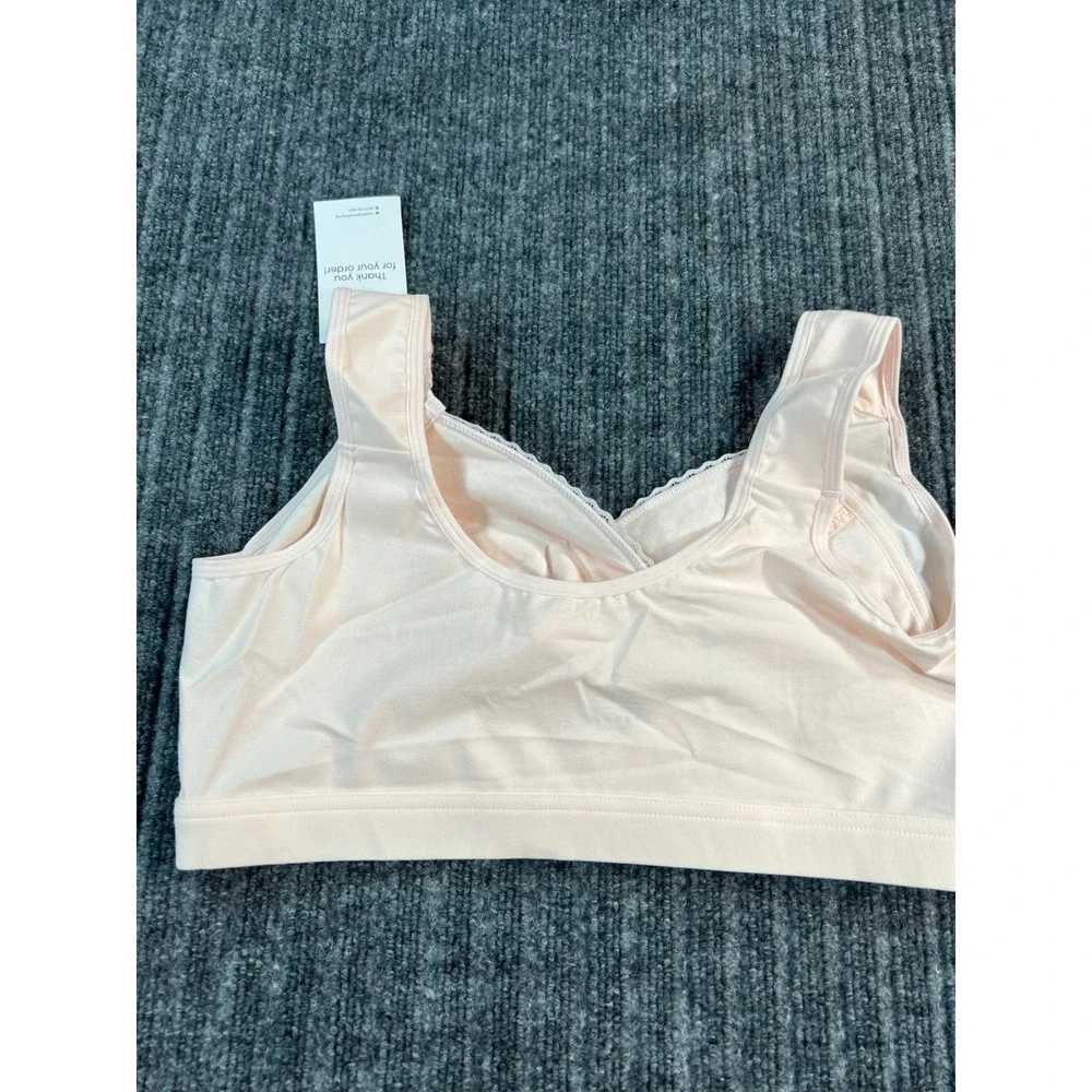 EASEBLOOMING Bralette Bra Women 2XL Pink Lace Trim Cotton‎ Blend New NWT